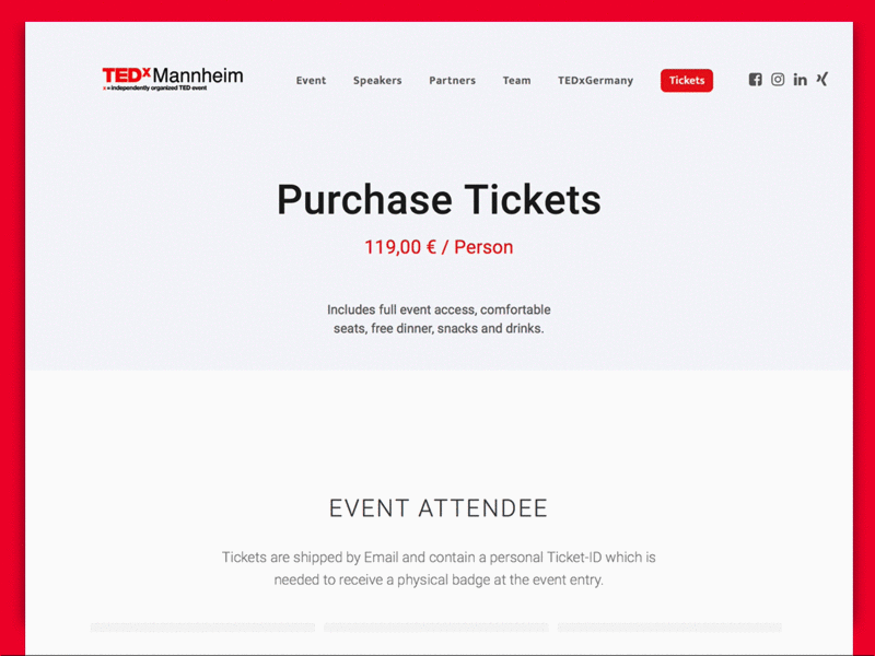 TEDxMannheim - Ticket Shop cart checkout conference event shop ted ticket web