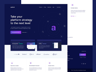 Apideck marketing website api branding cards clean cta dark footer gradient header icons integrations layout masthead radar section typography web design