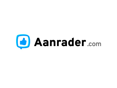 👍 Logo Aanrader.com 👍 blue brand brand identity branding brandmark bubble chat font logo logomark thumb thumbs up