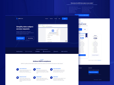 GDPR Form marketing website blue clean dark footer header layout pricing section ui web design