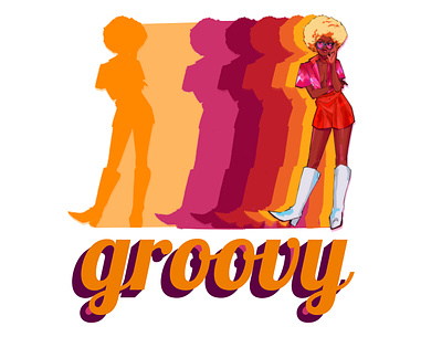 70s Girl 70s girl 70s style cool girl digital art disco disco style groovy hot girl summer illustration retro vintage