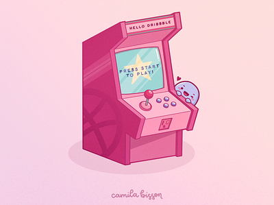 Hello Dribbble! arcade cute illustration kawaii procreate