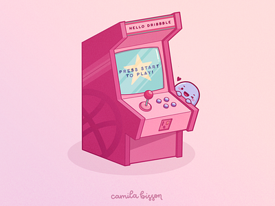 Hello Dribbble! arcade cute illustration kawaii procreate