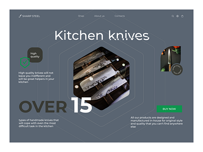 Shop of handmade kitchen knives design ui uiux web design