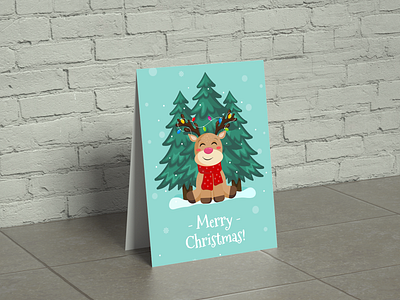 merry christmas card adobe illustrator card christmas card christmas tree deer design graphic design illustration merry christmas snow winter