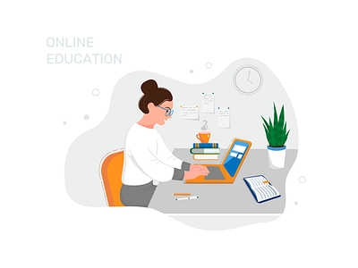 Online education landing page adobe illustrator design flat gerl graphic design illustration online online education online learning person vector