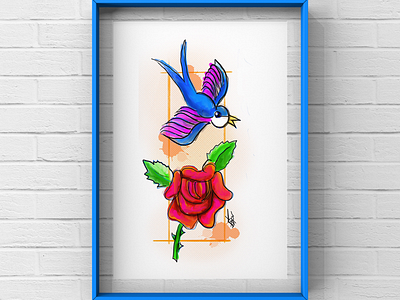 Tatoo bird flower