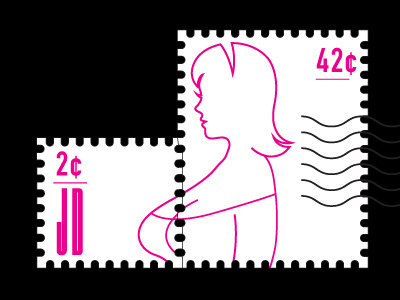 My new stamp lady pink postage sketch stamp