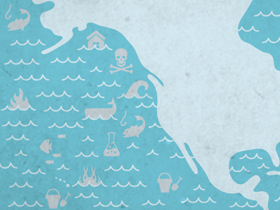 Map and Icons and Whales, Oh My. animals blue icons map vector