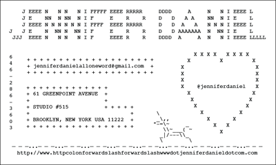 Professional ascii black and white business card heart unicorn