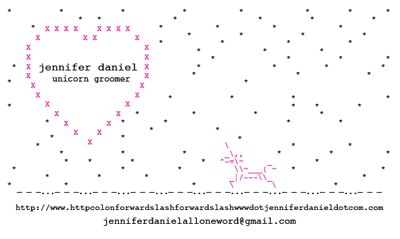 Professional Alternative ascii business card heart unicorn x