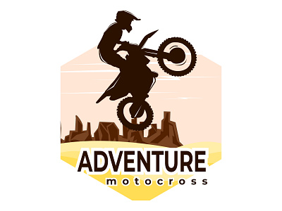 Adventure Motocross Logo adventure badge chellenge creative desert emblem extreme illustration machine motocross retro silhouette stamp vintage