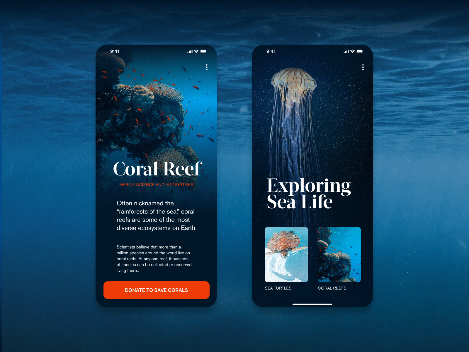 Exploring ocean — art direction app art direction article dark design education app layout magazine mobile science sealife typography ui