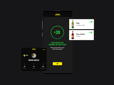 Moja Žuja — beer loyalty app (part 3) app cards clean dark layout loyalty loyalty app minimal mobile mobile app rewards typography ui ux