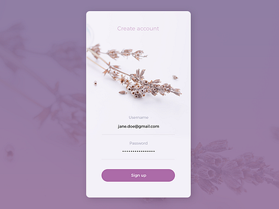 Daily UI - 001 - Sign up app card dailyui lavender purple sign up ui