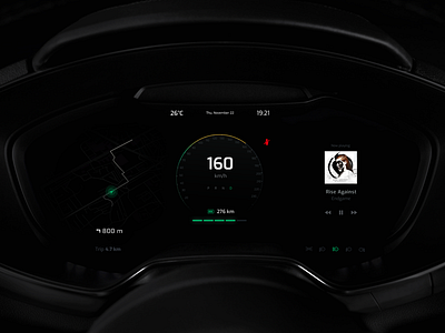 Electric Car Dashboard — UI Weekly Challenges S2 / W4/10 car dark dashboard drive electric minimal speed ui