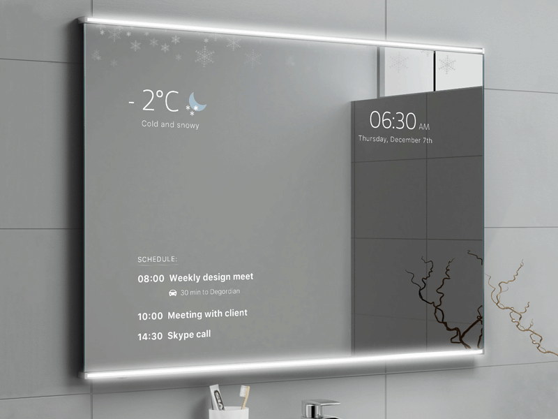 Smart Mirror — UI Weekly Challenges-Season 02 / W [6/10] animation challenge clean minimal mirror schedule smart ui weather winter