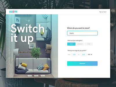 Web app for switching apartments—Homepage apartment app home house product room startup ui ux web