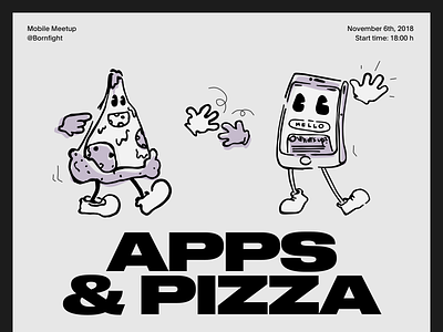 Apps & Pizza Mobile Meetup android app art direction cover artwork design illustration ios meetup mobile ui ux