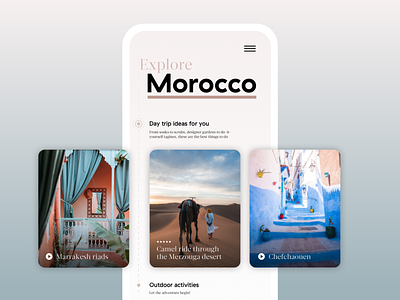 Travel planner — mobile concept app cards clean layout minimal mobile travel trip planner typography ui web