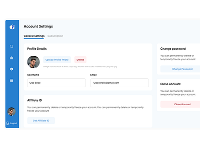 Settings page typography ui ux web app