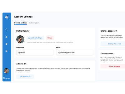 Settings page typography ui ux web app