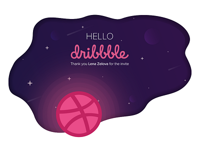 Hello Dribbble debut dribbble first shot hello illustration invite space