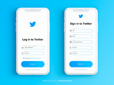 Twitter Log in redesign concept adobe illustrator concept design flat design graphic interface twitter ui uidesign ux ux design