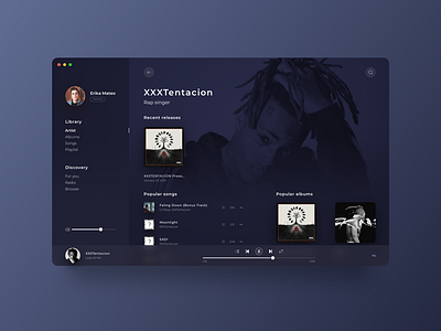 Music App app apple card dark design desktop application flat music player ui user interface ux