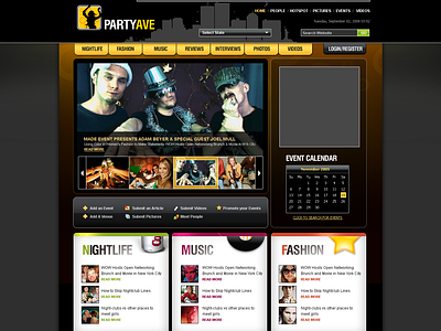 Partyave Social Events Website mockup branding social ui