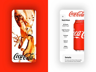 Coca-Cola App – Destructive Advertising app app design app ui app ui design branding coca cola coca cola cocacola coke contrast iphone x logo typography ui