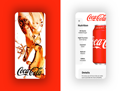 Coca-Cola App – Destructive Advertising app app design app ui app ui design branding coca cola coca cola cocacola coke contrast iphone x logo typography ui