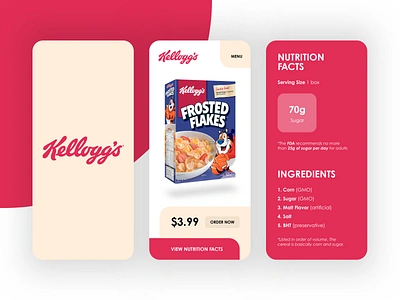 Kellogg's Nutrition App – Destructive Advertising app app concept app design app ui app ui design branding cereal health iphone x kelloggs nutrition sugar ui