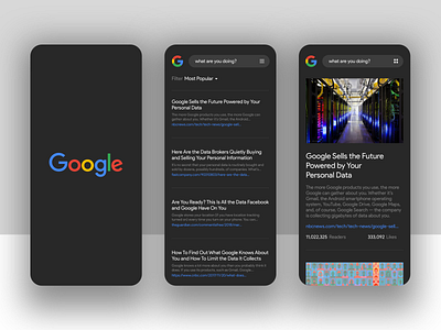 Google (Dark Mode) – Destructive Advertising app app design app ui app ui design branding contrast google google design iphone x typography ui