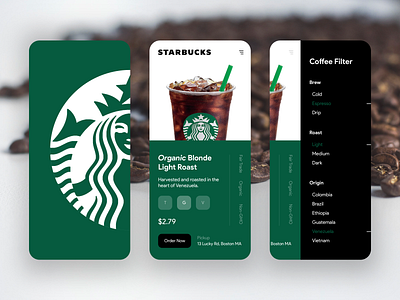 Starbucks App – Order Some Coffee app design app ui app ui design branding coffee coffeeshop contrast espresso iphone x starbucks typography ui