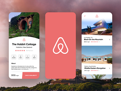 Airbnb App Concept – Discover Places airbnb app concept app design app ui branding contrast hotels iphone x travel travel app typography ux