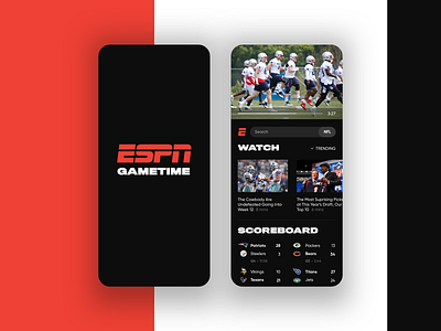 ESPN Gametime App app concept app design app ui app ui design branding contrast espn football iphone x sports typography ui