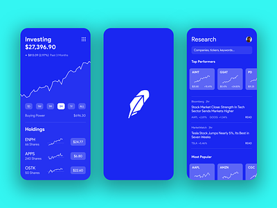 Robinhood – Blue Redesign app concept app design app ui banking branding contrast investing iphone x robinhood stocks trading typography ui