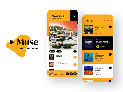 MUSE Social Music App app app concept app design app ui app ui design branding contrast iphone x music social media typography