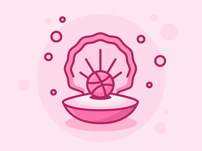 Hello, Dribbble! animal basketball clam dribbble flat hello dribbble illustration invite pearl pink vector