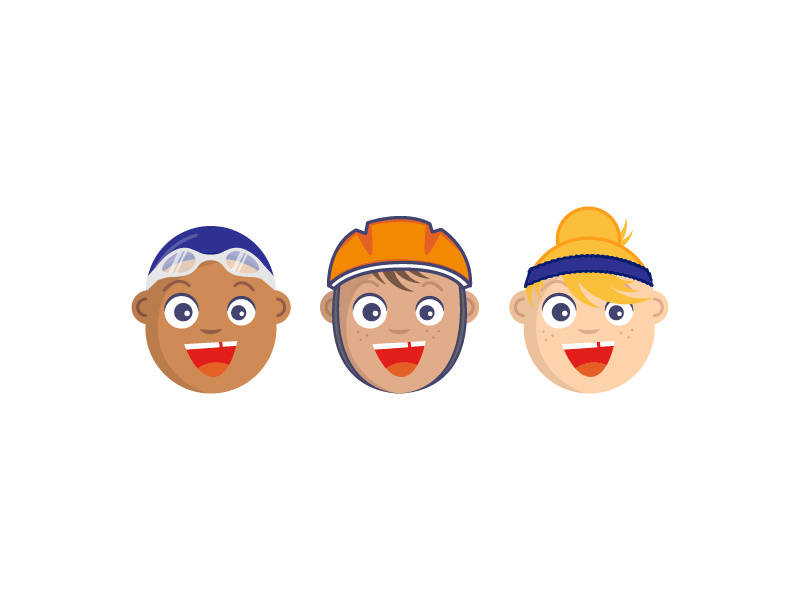 Kids Triathlon vector art flat art flat design icon vector flat snap snapchat color triathlon kids illustration