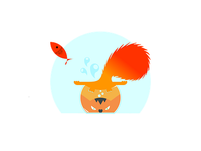 Ploufff !!! animal cat fish illustration pet vector water