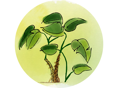 My philodendron bonsai green ink plant watercolor