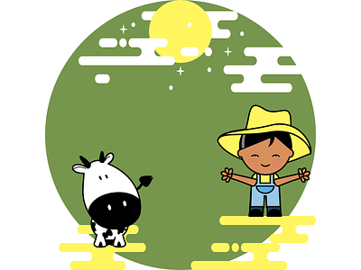 The little cow boy boy cow cute illustration vector