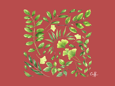 Green leaves - Watercolor clipart design hand drawn illustration leaves painting photoshop watercolor