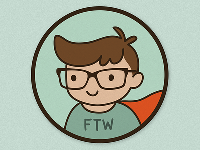 Geek boy badge character geek icon illustration vector