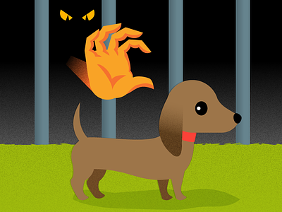 Unattended puppy dachshund dog evil hand illustration vector