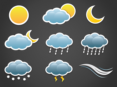 Sticker weather icons clouds icons rain sticker sun vector weather wind