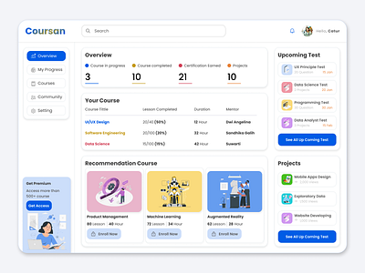Coursan - Online Course Dashboard dashboard graphic design online course online course dashboard ui uiux design ux ux design webdesign website