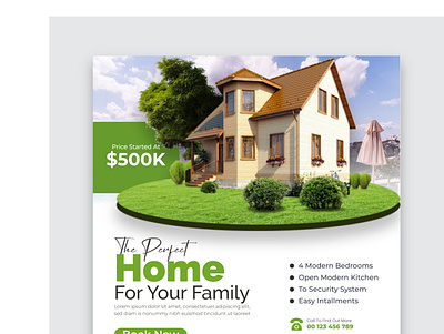 Real estate house social media post or square banner template home post rent